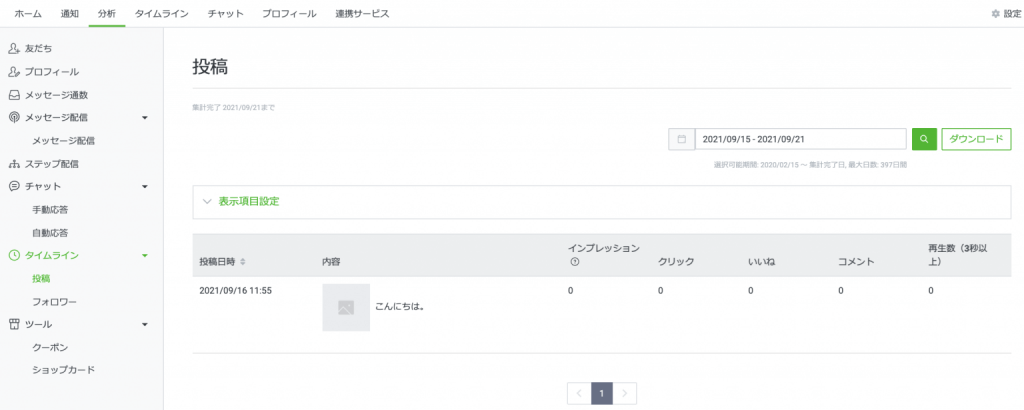 分析画面「投稿」